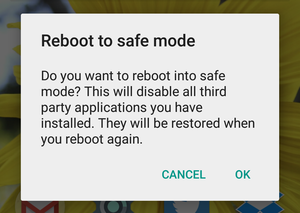 android reboot to safe mode